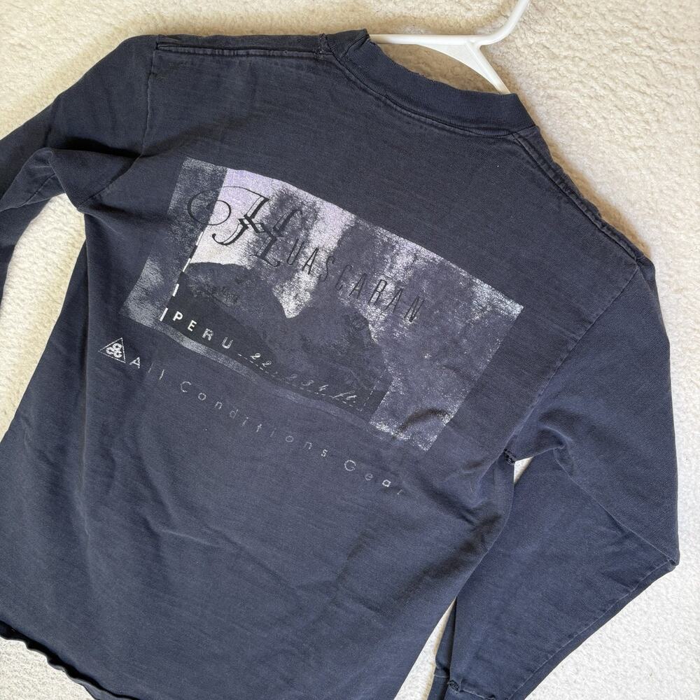 Vintage Nike ACG Shirt Mens Large Black Huascaran Peru Graphic Faded Distressed